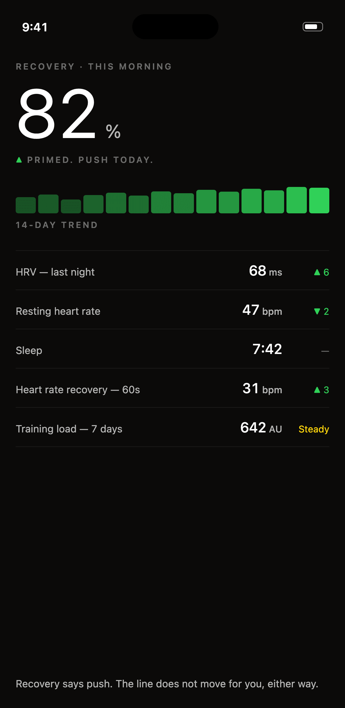 BODY COMP running in the PRESZN app